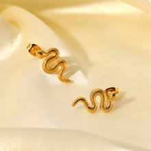 Load image into Gallery viewer, 18K Gold Plated Stainless Steel Snake Stud Earrings For Women
