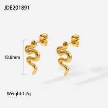 Load image into Gallery viewer, 18K Gold Plated Stainless Steel Snake Stud Earrings For Women
