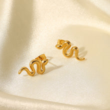 Load image into Gallery viewer, 18K Gold Plated Stainless Steel Snake Stud Earrings For Women
