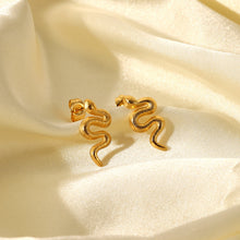 Load image into Gallery viewer, 18K Gold Plated Stainless Steel Snake Stud Earrings For Women
