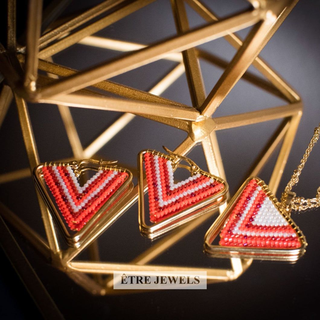 Cleopatra Triangular Beaded Set - handmade lightweight jewels - Etre Jewels
