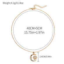 Load image into Gallery viewer, Fashion Jewelry Fashion Moon Star Zircon Pendant Necklace Stainless Steel Light Luxury Choker Jewelry Party Gifts For Women Girls
